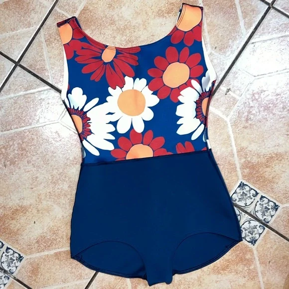 Seea Lido Blue and Orange Floral One Piece Swimsuit - Picture 1 of 6